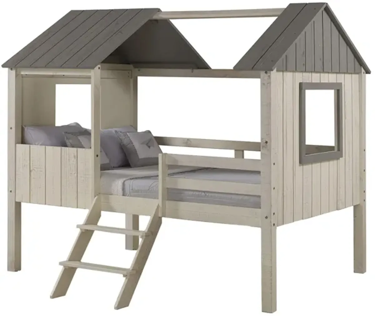 Full House Low Loft Bed in Rustic Sand & Gray by Donco Trading