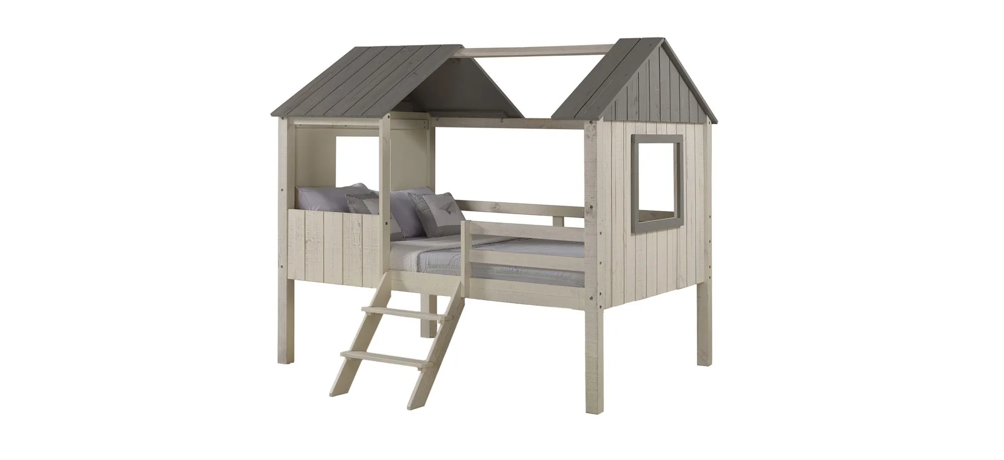 Full House Low Loft Bed in Rustic Sand & Gray by Donco Trading