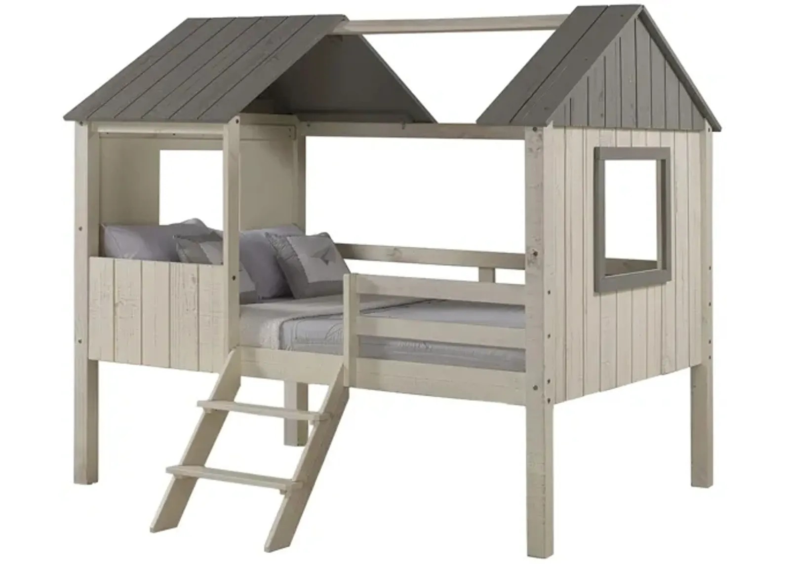 Full House Low Loft Bed in Rustic Sand & Gray by Donco Trading