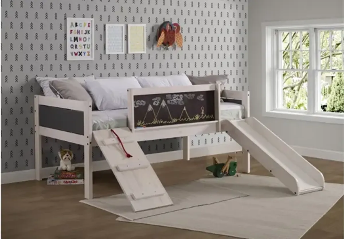 Art & Play Novelty Junior Low Loft Bed in White Wash by Donco Trading