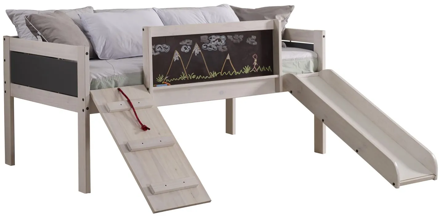 Art & Play Novelty Junior Low Loft Bed in White Wash by Donco Trading