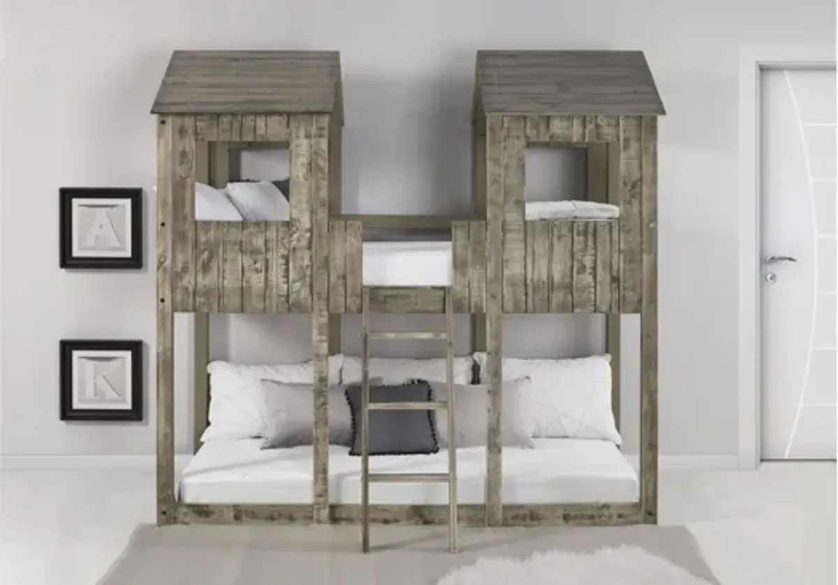 Tower Bunk Bed in Rustic Driftwood by Donco Trading