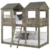 Twin Over Twin Tower Bunk Bed in Brown by Donco Trading