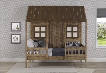 Front Porch Low Loft Bed in Rustic Driftwood by Donco Trading