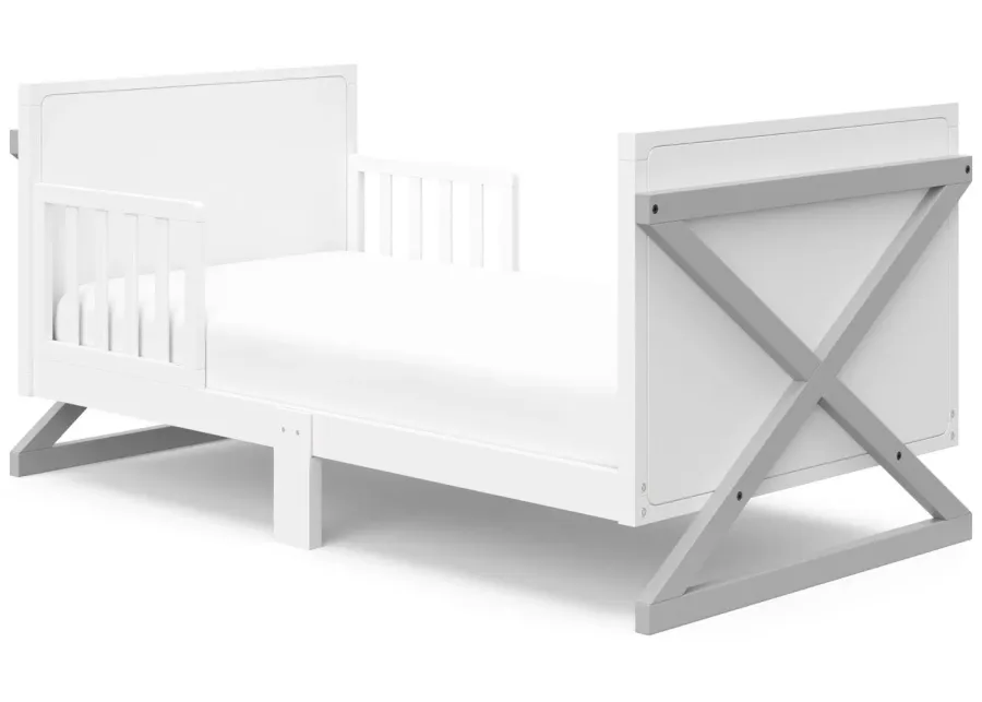 Storkcraft Equinox Toddler Bed in White/Pebble Gray by Bellanest