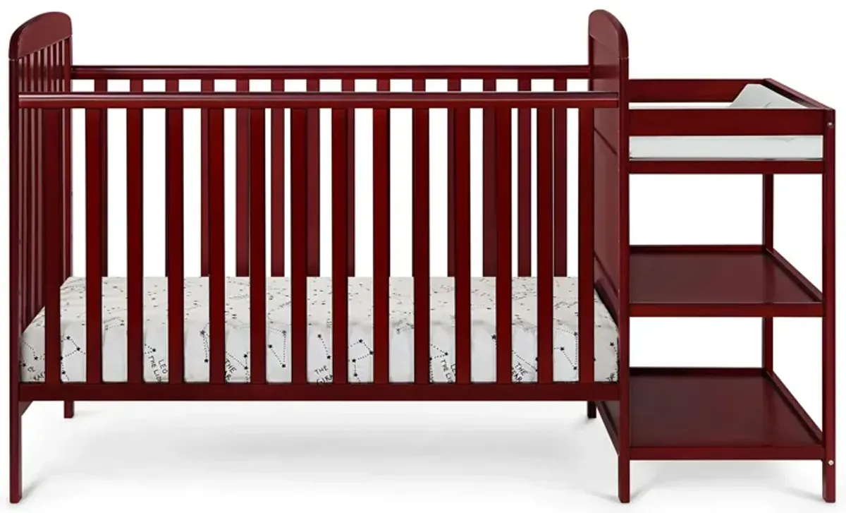 Ramsey 3-in-1 Convertible Crib & Changer in Cherry by Heritage Baby