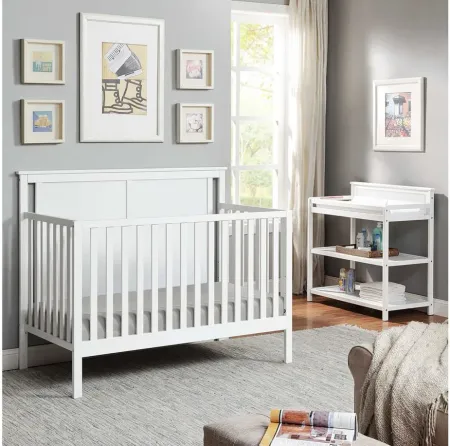 Connelly 4-in-1 Convertible Crib in White/Rockport Gray by Heritage Baby