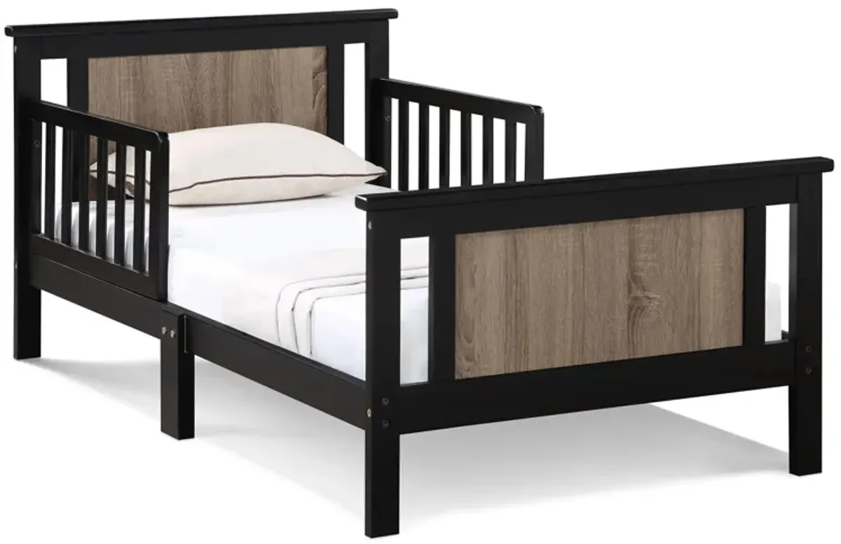 Connelly Toddler Bed in Black/Vintage Walnut by Heritage Baby