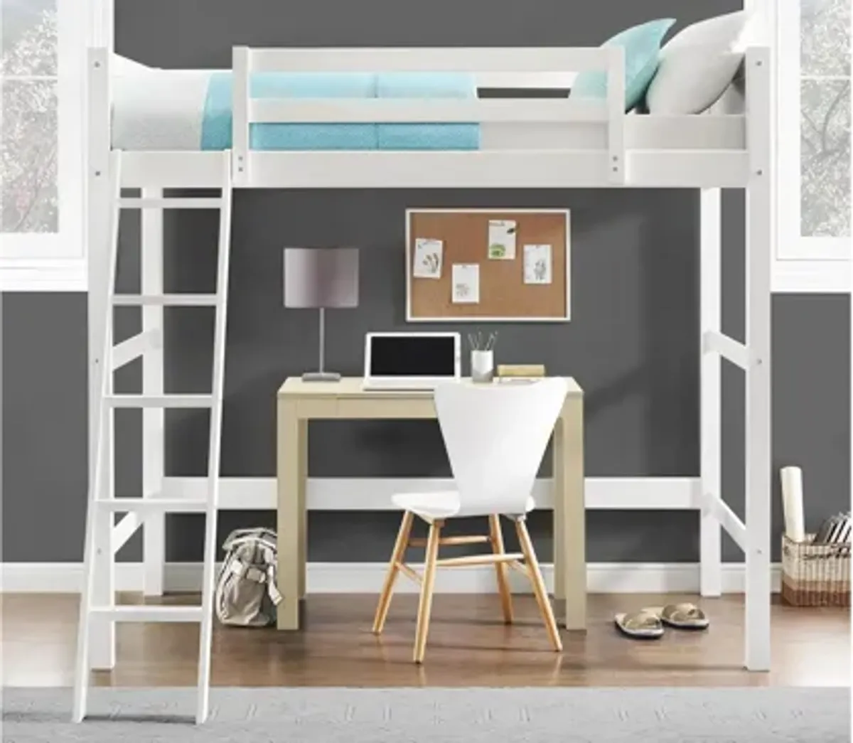 Atwater Living Rollins Kids Wooden Loft Bed with Ladder