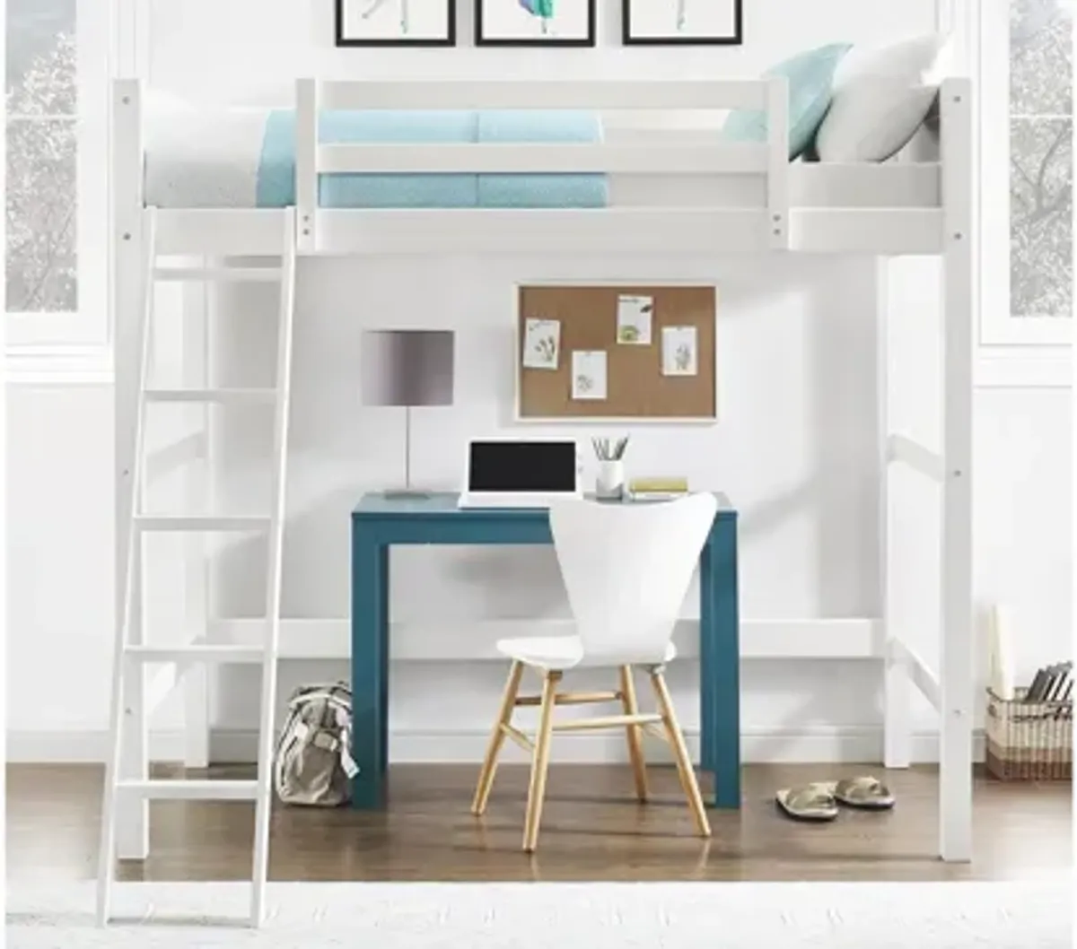 Atwater Living Rollins Kids Wooden Loft Bed with Ladder