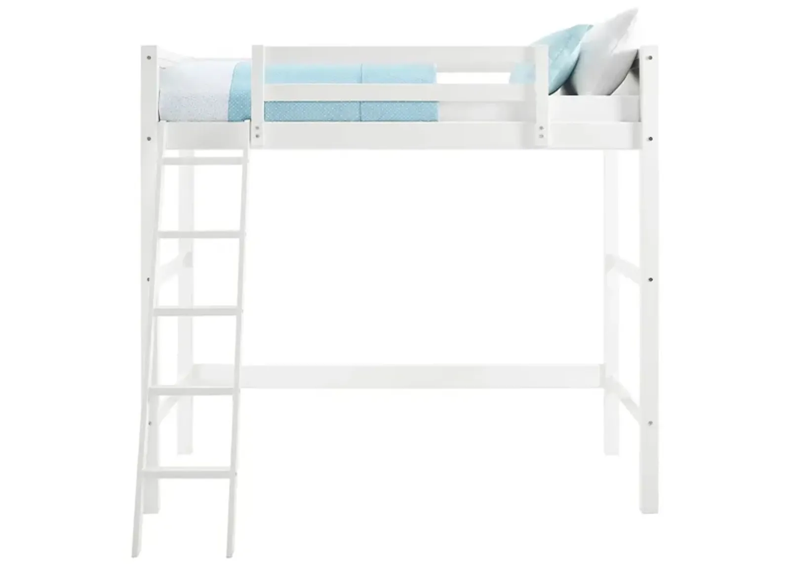 Atwater Living Rollins Kids Wooden Loft Bed with Ladder in White by DOREL HOME FURNISHINGS