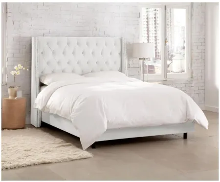 Sheridan Wingback Bed in Velvet White by Skyline