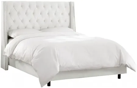 Sheridan Wingback Bed in Velvet White by Skyline