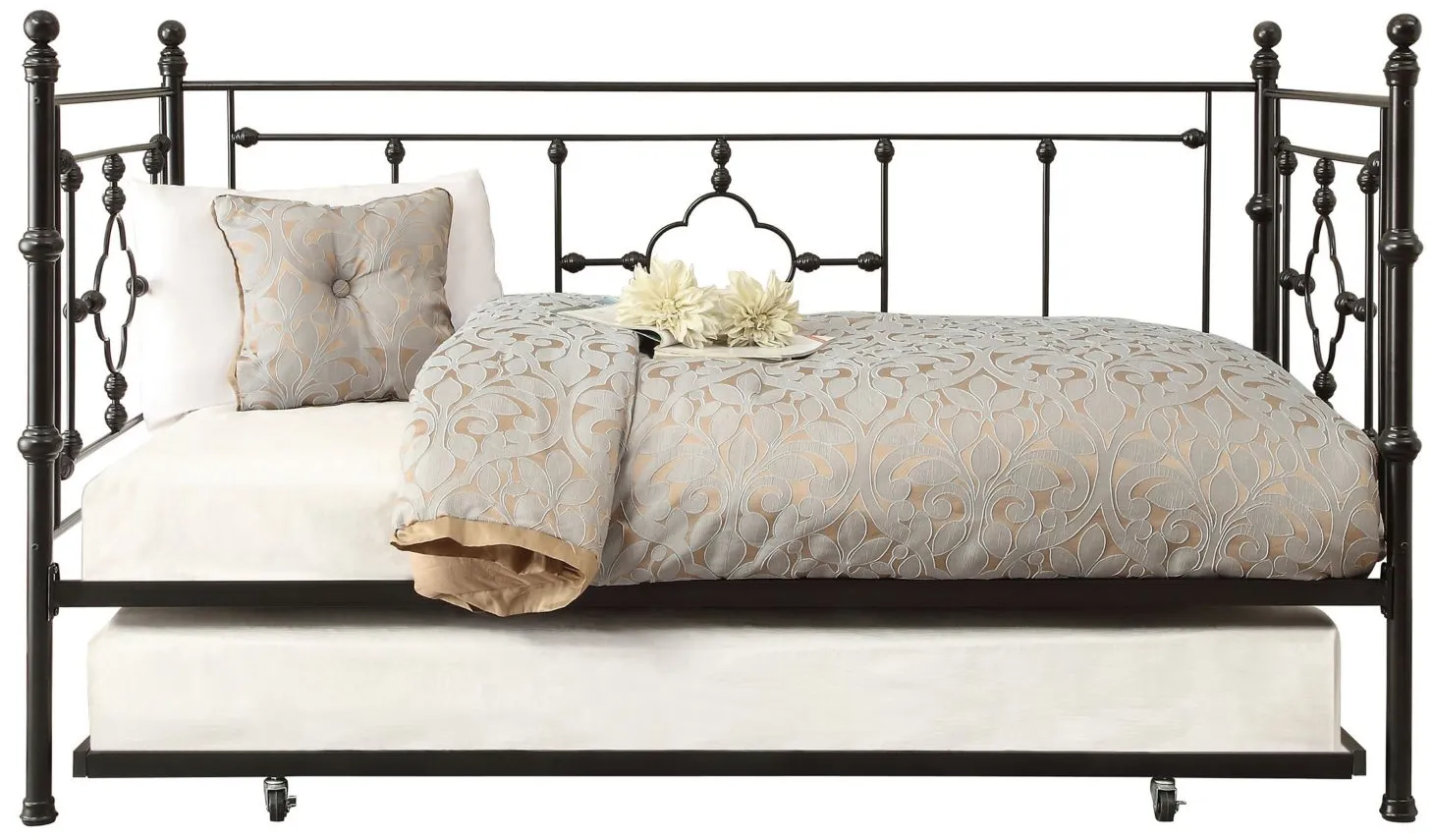 Kujawa Metal Daybed with Trundle in Black by Homelegance