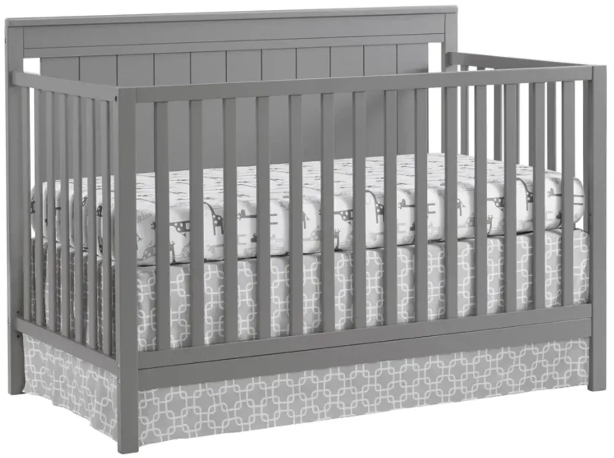 Lazio 4-in-1 Convertible Crib with Conversion Kit in Dove Gray by M DESIGN VILLAGE