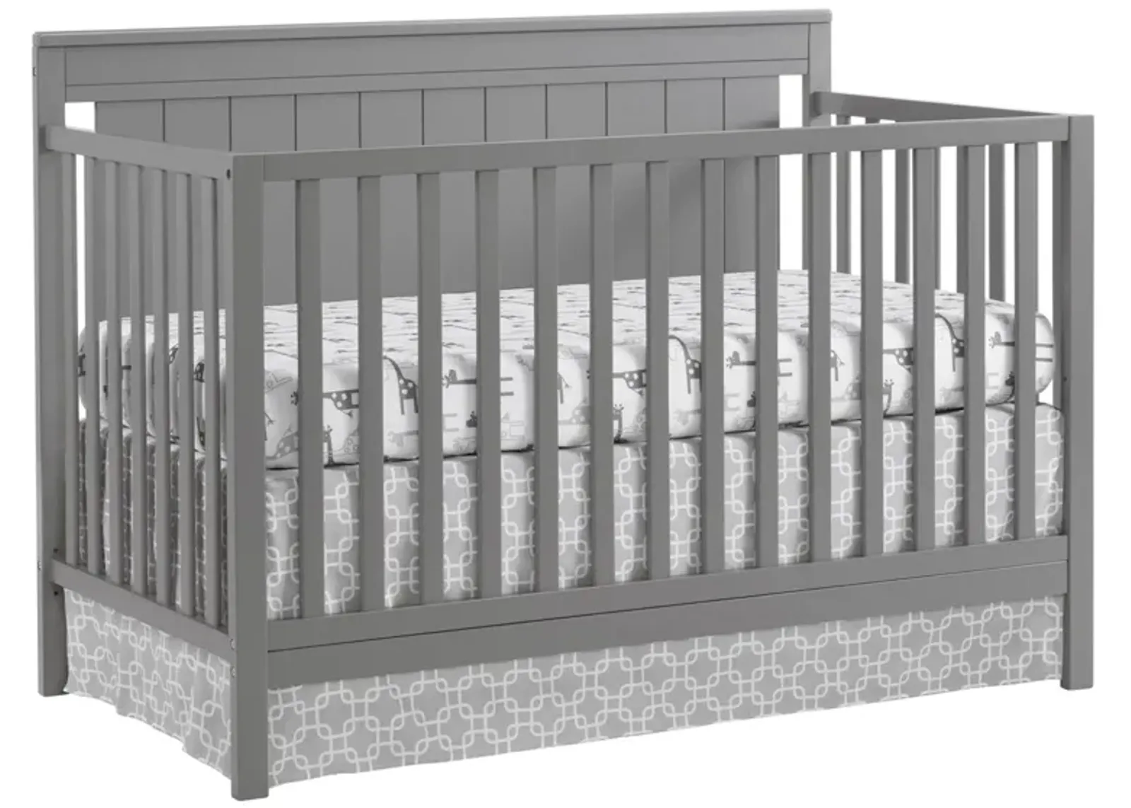 Lazio 4-in-1 Convertible Crib with Conversion Kit in Dove Gray by M DESIGN VILLAGE