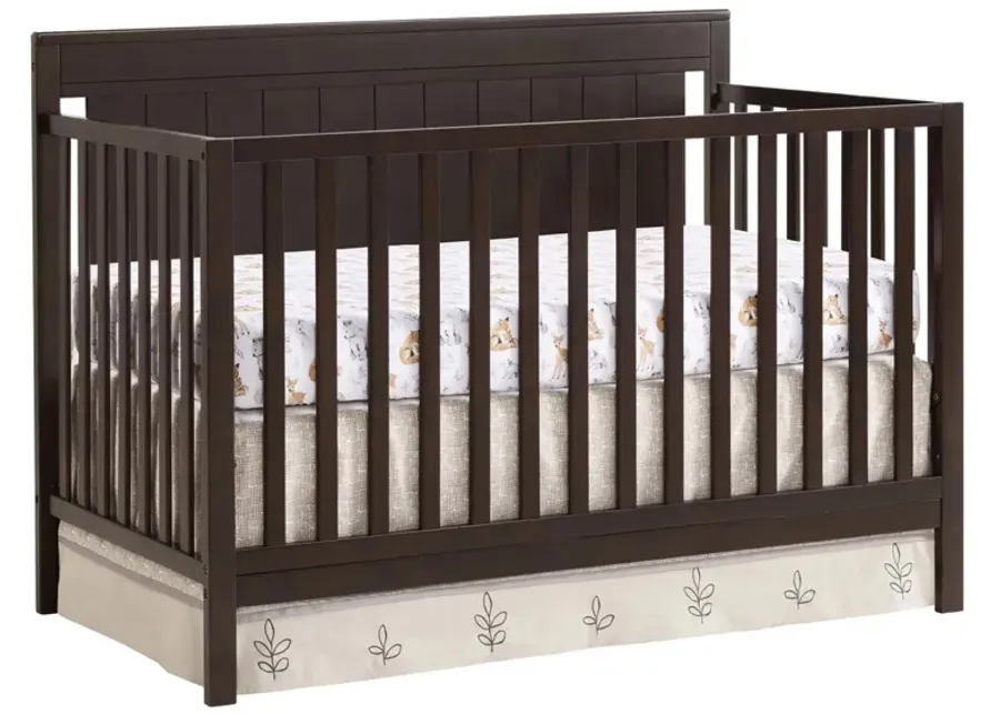 Lazio 4-in-1 Convertible Crib with Conversion Kit in Espresso by M DESIGN VILLAGE