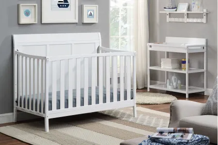 Shailee 4-in-1 Convertible Crib in White by Heritage Baby