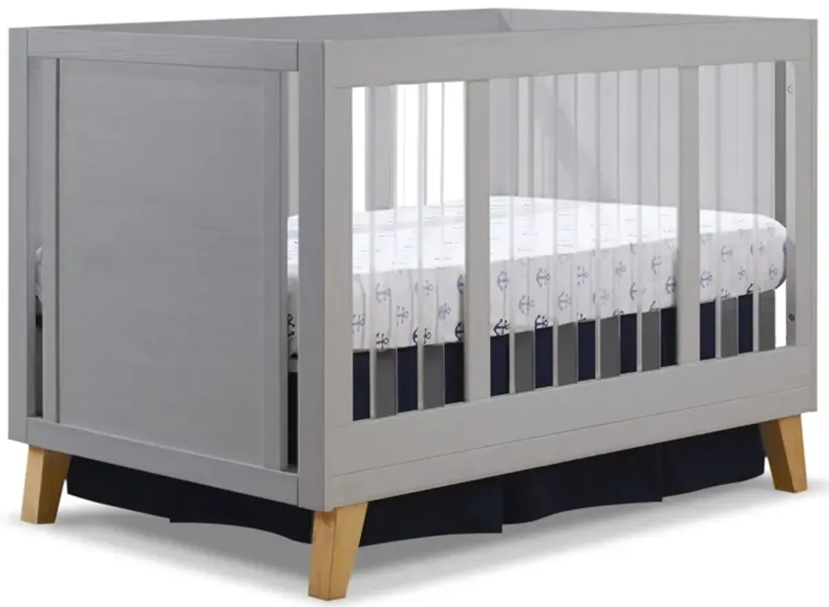 Uptown Acrylic Crib in Weathered Gray and Natural Wood by Sorelle Furniture