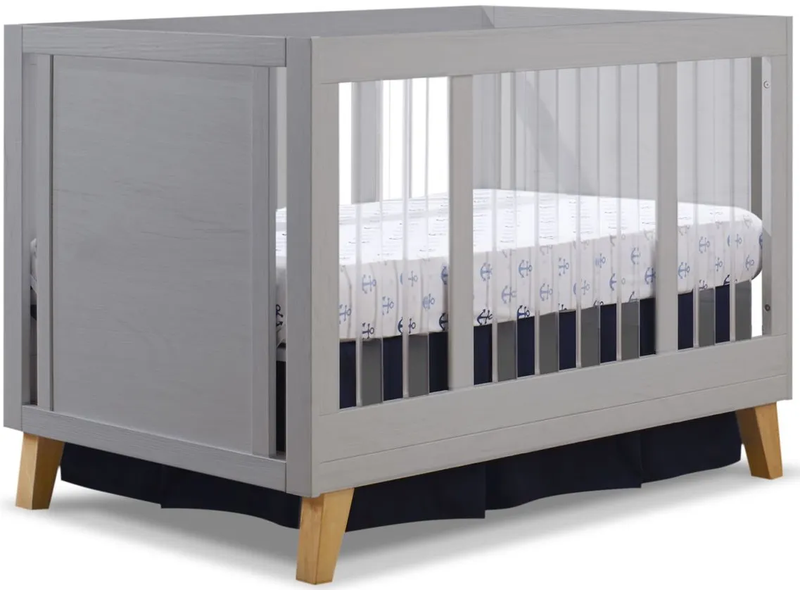 Uptown Acrylic Crib in Weathered Gray and Natural Wood by Sorelle Furniture