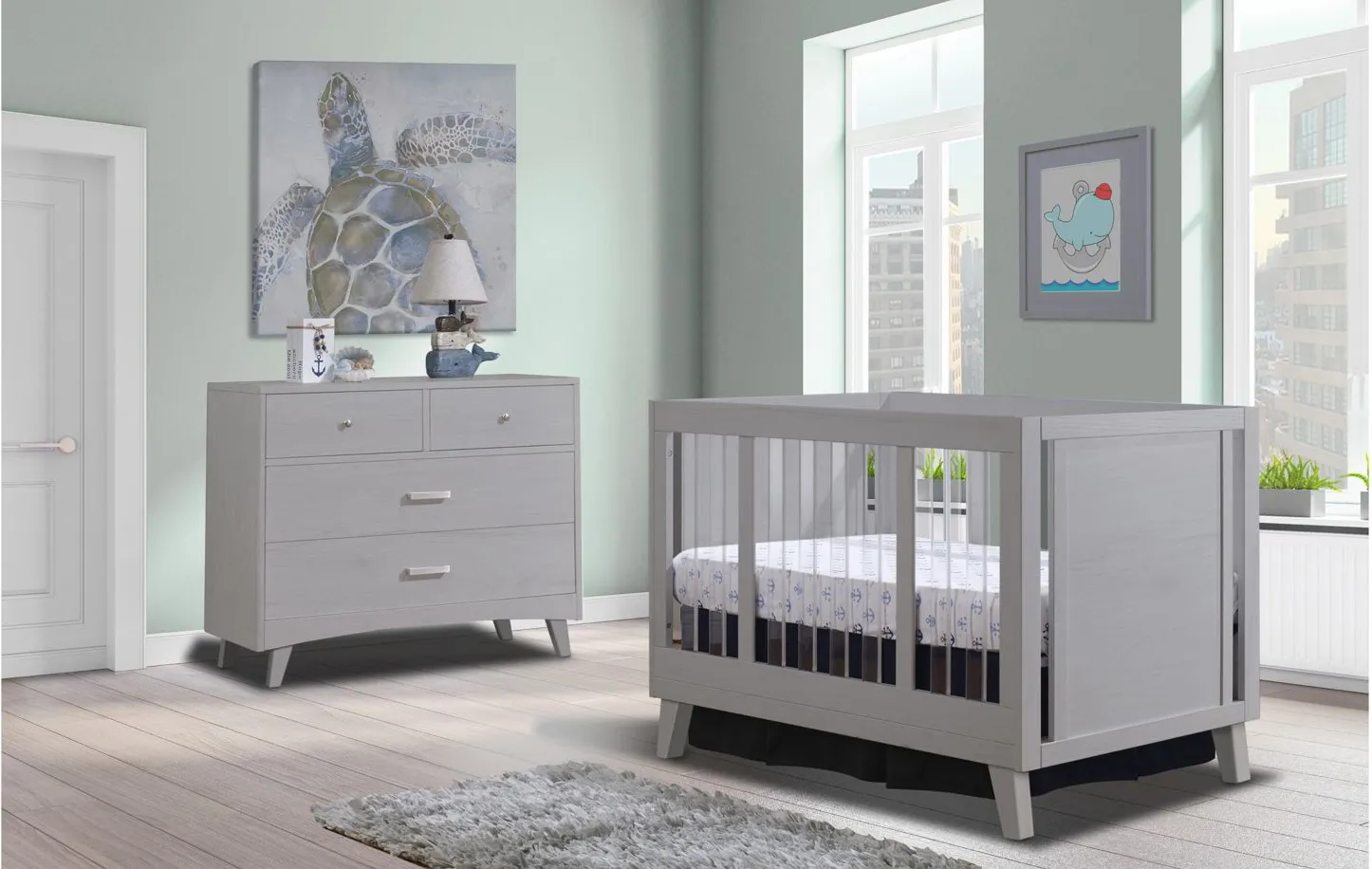 Uptown Acrylic Crib in Weathered Gray by Sorelle Furniture