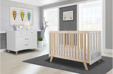 Luce Crib in Natural Wood and White by Sorelle Furniture