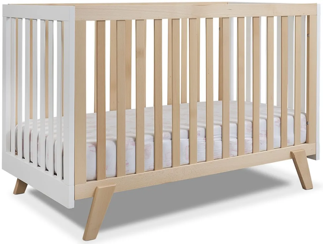 Luce Crib in Natural Wood and White by Sorelle Furniture
