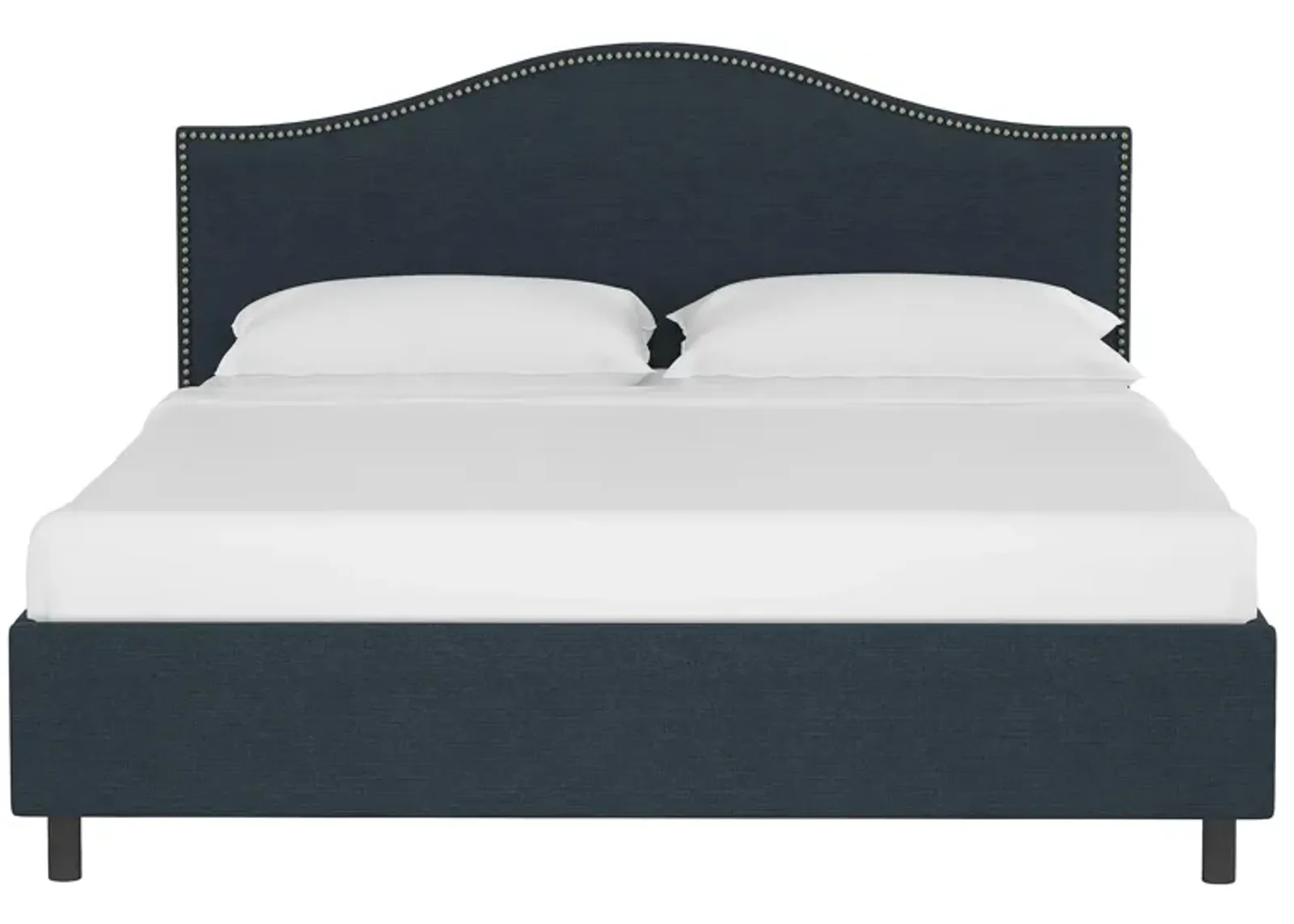 Alexander Platform Bed in Linen Navy by Skyline