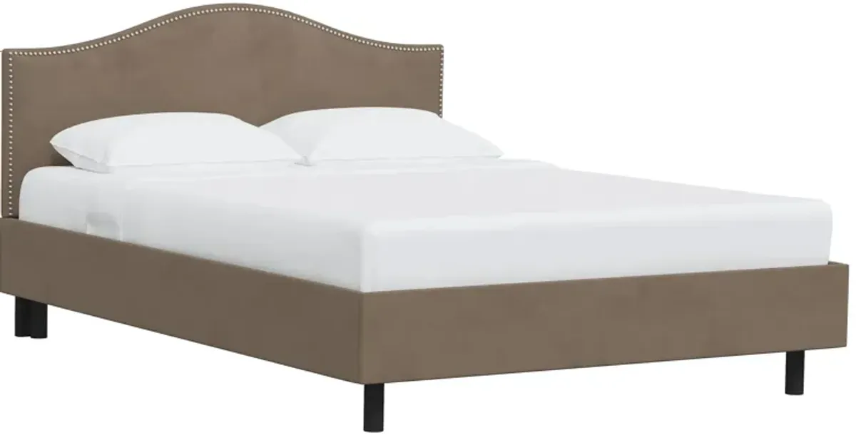 Alexander Platform Bed in Velvet Cocoa by Skyline