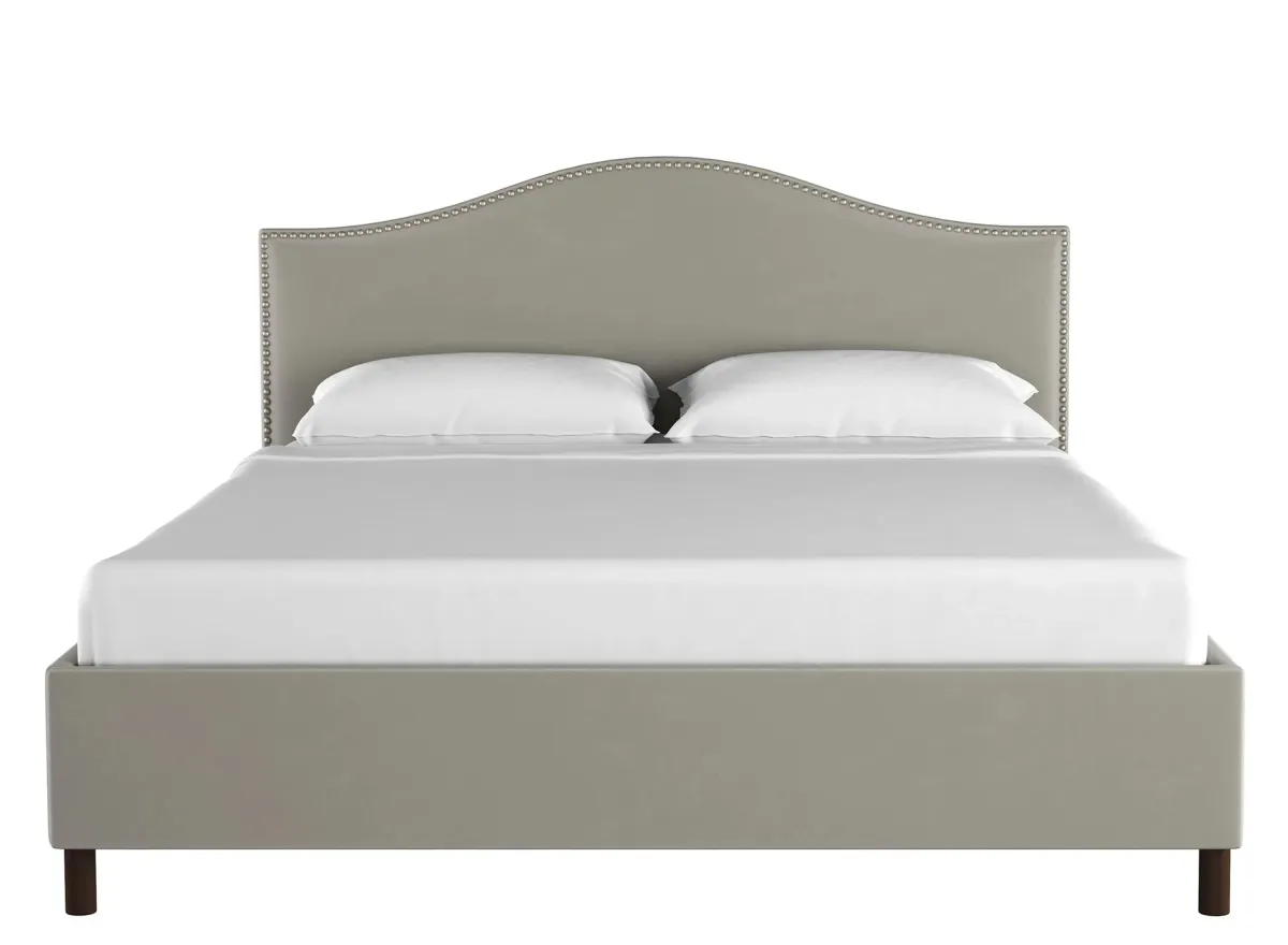 Alexander Platform Bed in Velvet Light Gray by Skyline