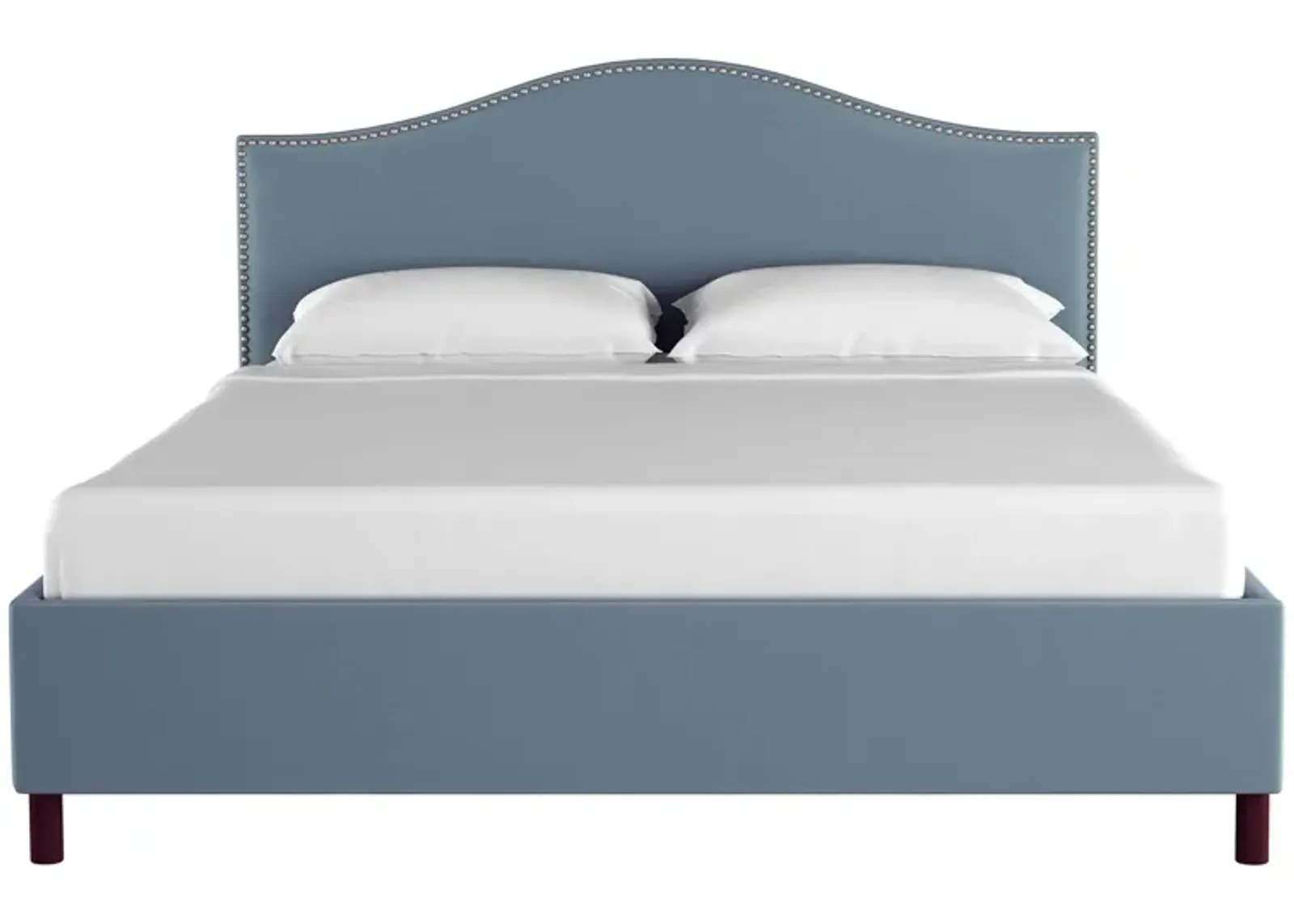 Alexander Platform Bed in Velvet Ocean by Skyline