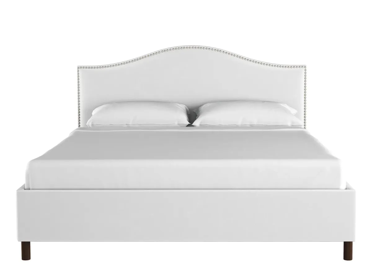 Alexander Platform Bed in Velvet White by Skyline