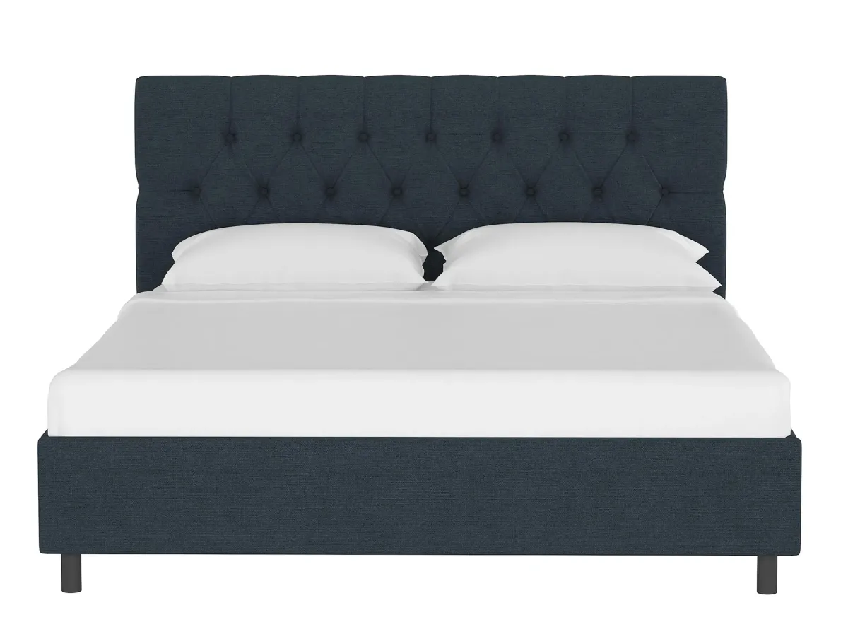 Blanchard Platform Bed in Linen Navy by Skyline