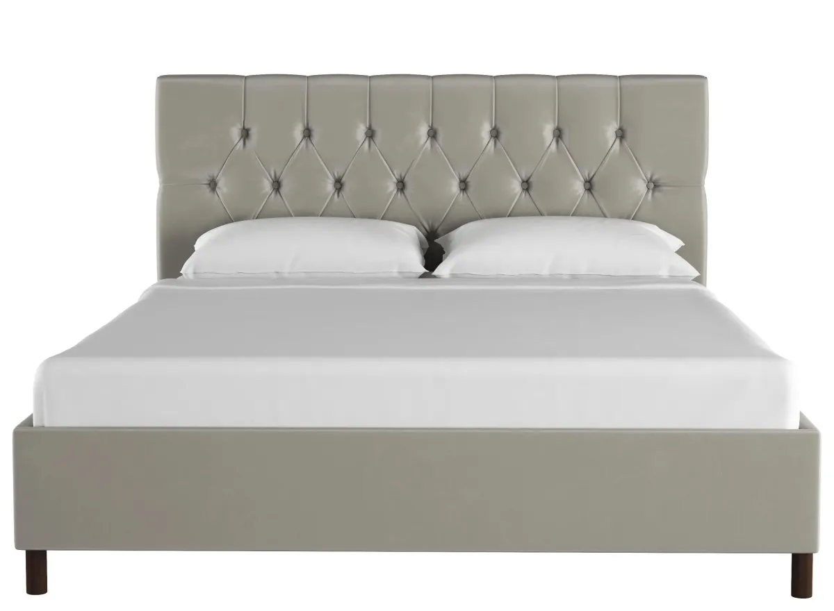 Blanchard Platform Bed in Velvet Light Gray by Skyline