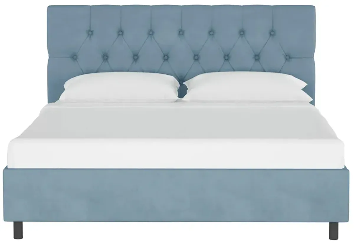 Blanchard Platform Bed in Velvet Ocean by Skyline