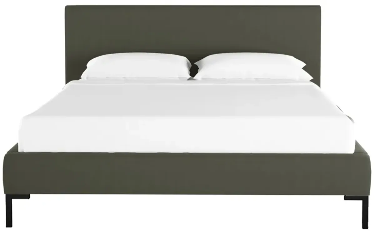 Malin Platform Bed in Velvet Pewter by Skyline