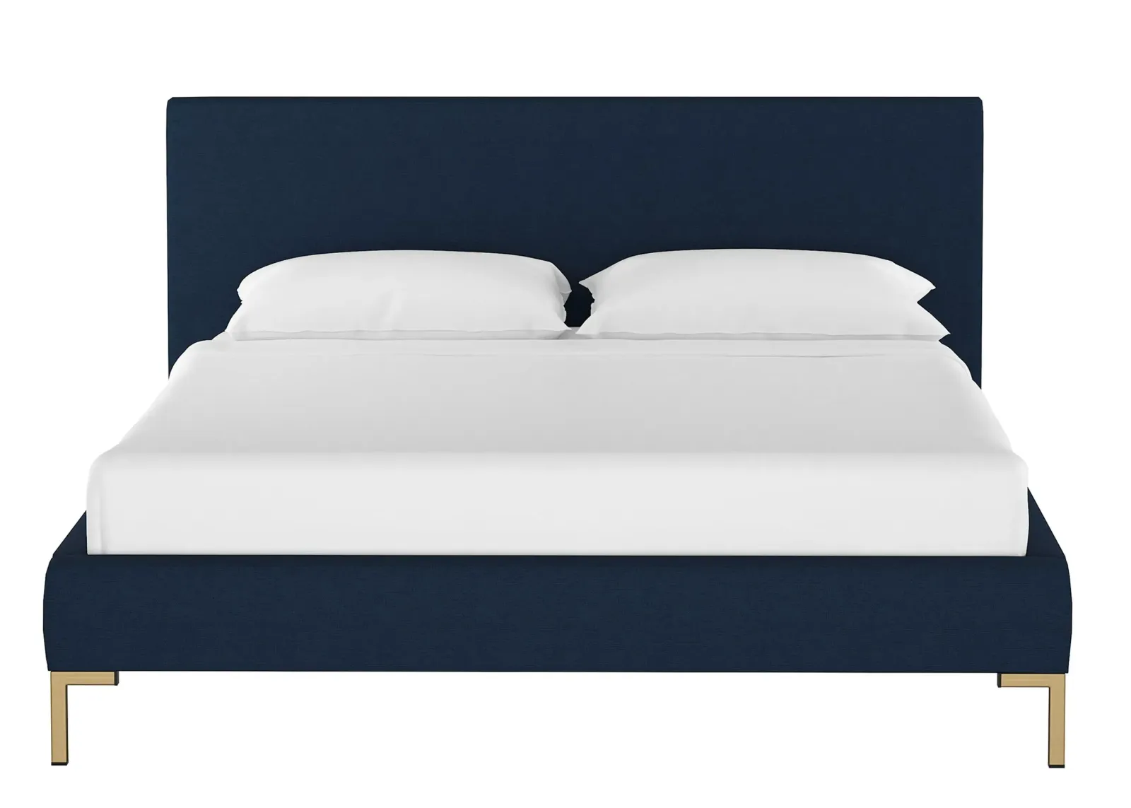 Malin Platform Bed in Linen Navy by Skyline