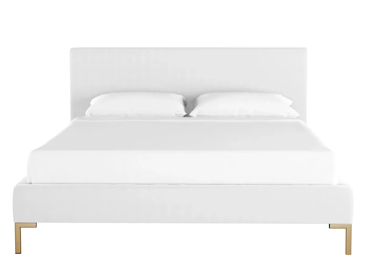 Malin Platform Bed in Velvet White by Skyline