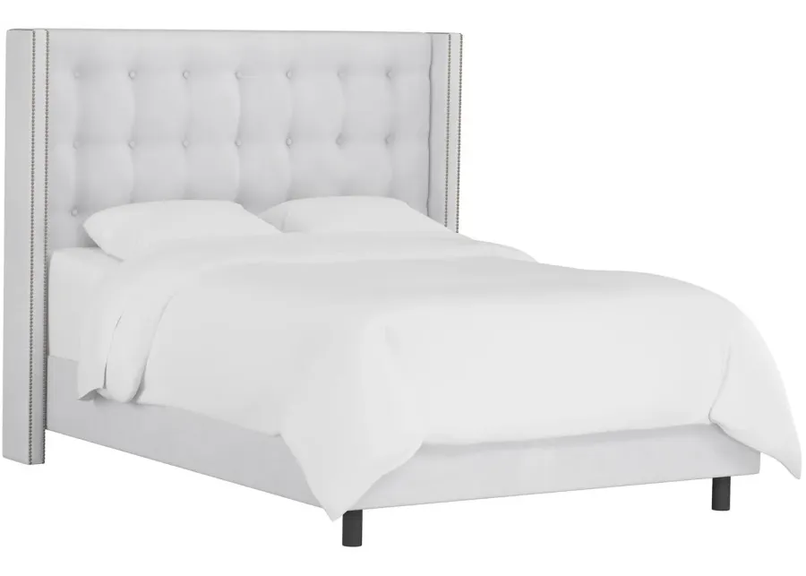 Cranford Wingback Bed in Velvet White by Skyline