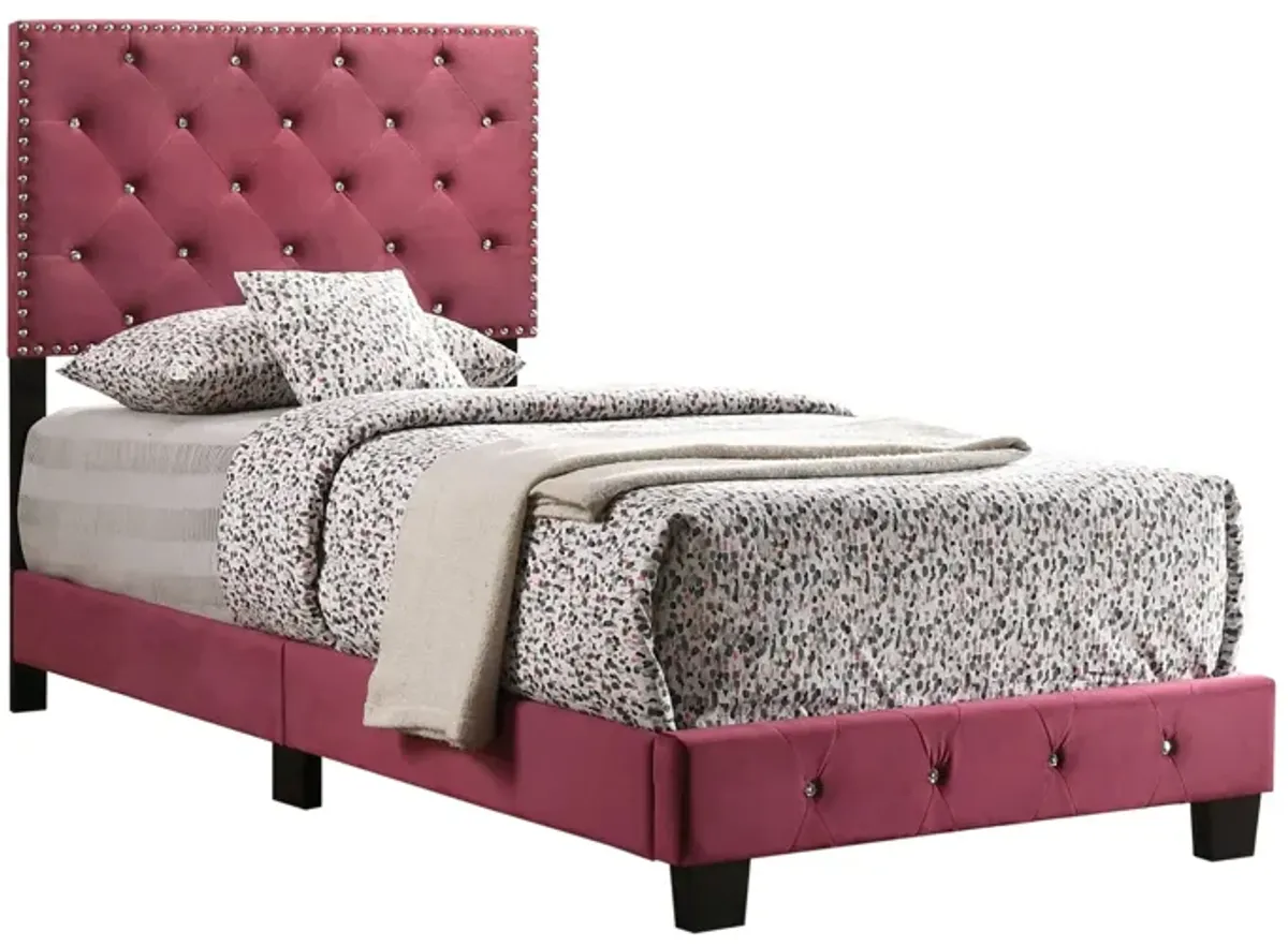 Suffolk Upholstered Panel Bed in BURGUNDY by Glory Furniture