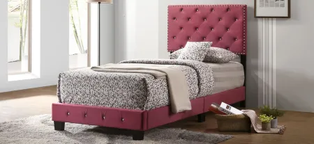 Suffolk Upholstered Panel Bed in BURGUNDY by Glory Furniture