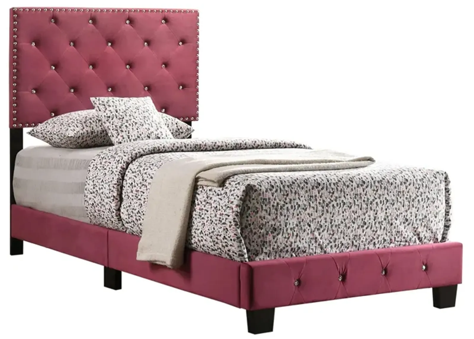 Suffolk Upholstered Panel Bed in BURGUNDY by Glory Furniture