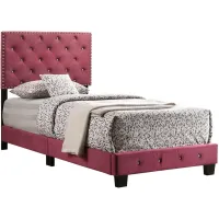 Suffolk Upholstered Panel Bed in BURGUNDY by Glory Furniture