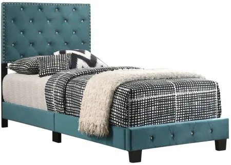 Suffolk Upholstered Panel Bed in Green by Glory Furniture