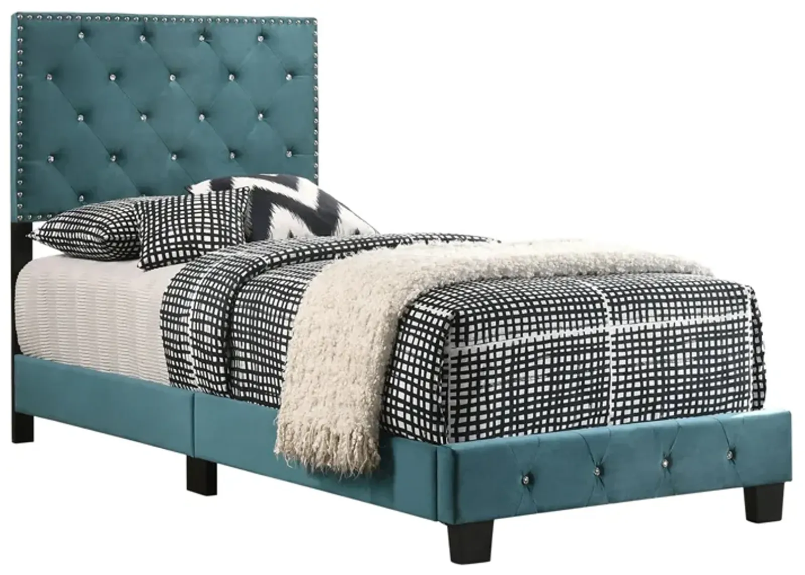 Suffolk Upholstered Panel Bed in Green by Glory Furniture