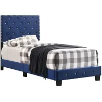 Suffolk Upholstered Panel Bed in Navy Blue by Glory Furniture