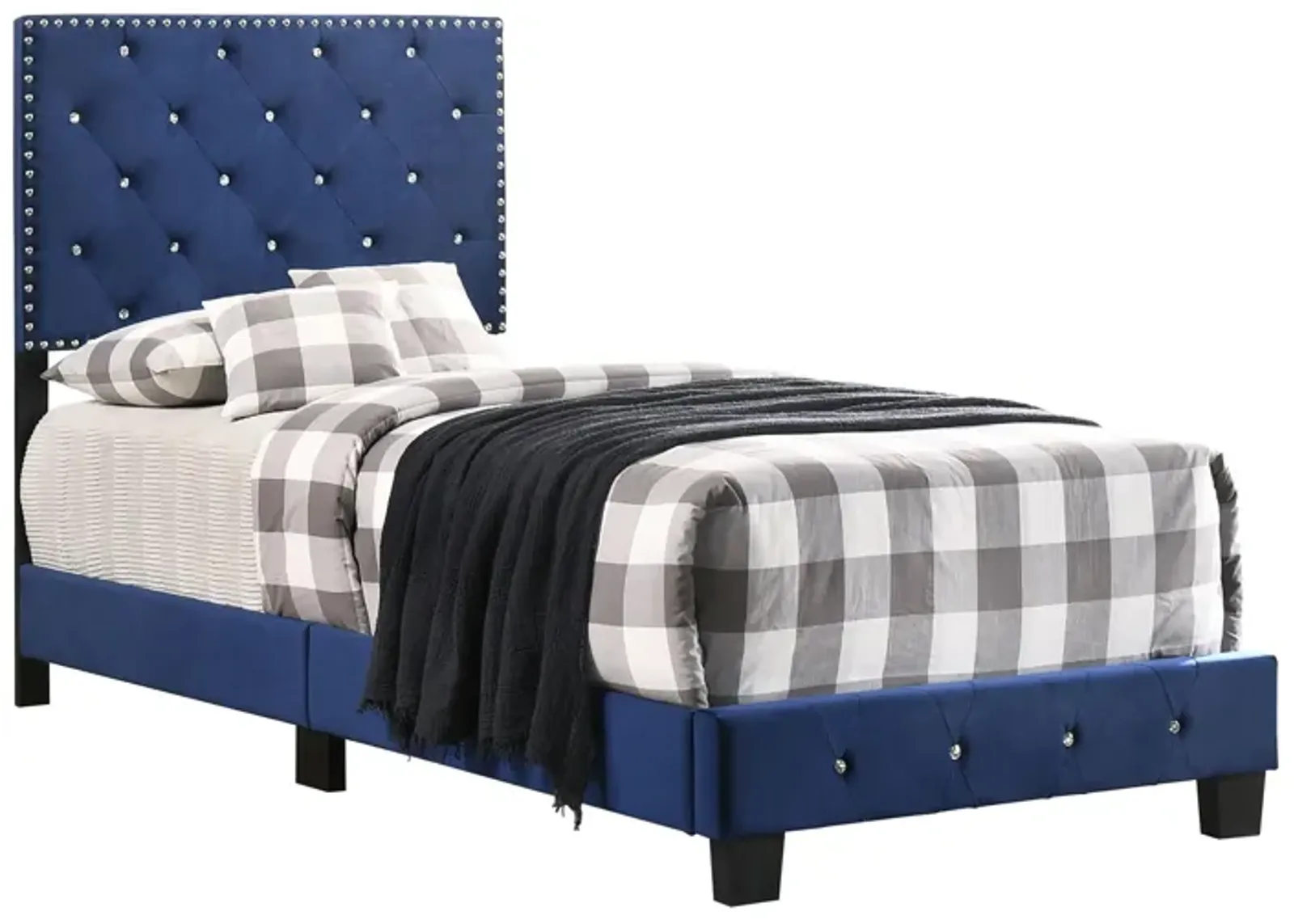 Suffolk Upholstered Panel Bed in Navy Blue by Glory Furniture