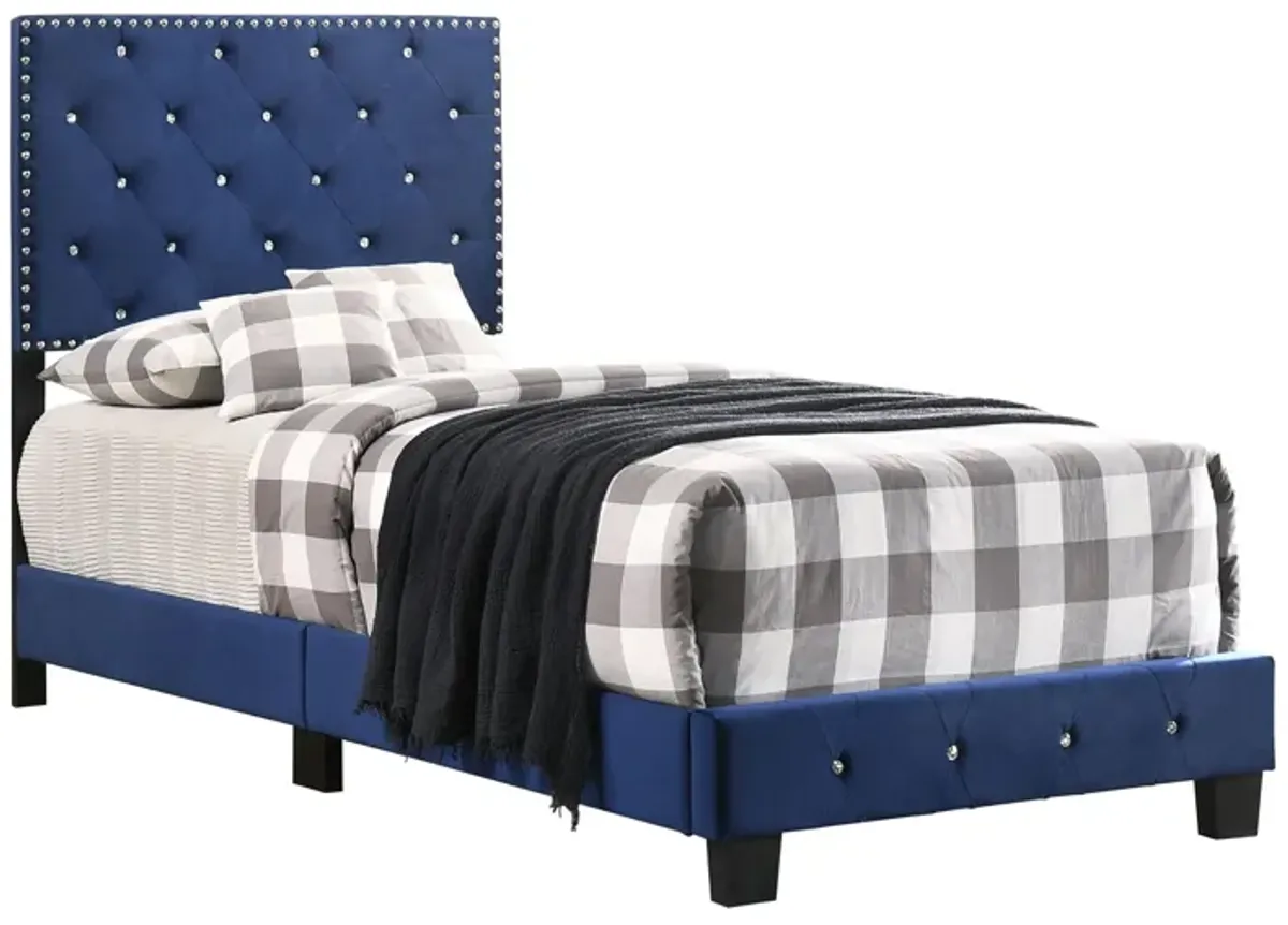 Suffolk Upholstered Panel Bed in Navy Blue by Glory Furniture