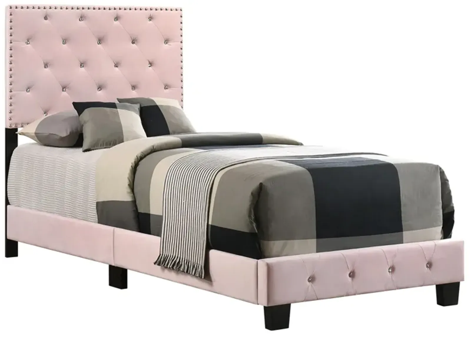 Suffolk Upholstered Panel Bed in Pink by Glory Furniture