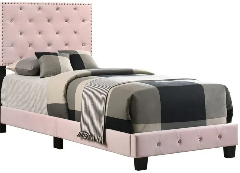 Suffolk Upholstered Panel Bed in Pink by Glory Furniture